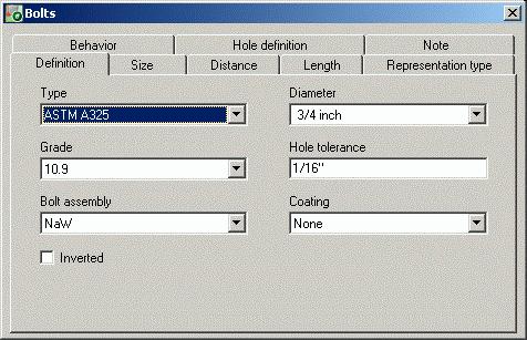 The bolt pattern is created and the dialog-box appears.