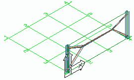 Single-span-bracing With this tool, diagonal members in the current X-Y-plane are created while entering a base point and a diagonal point.