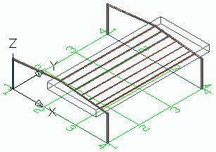 The bracings can have varying distances above and below the picked points etc by the dialog-box. Purlins This creates a set of regularly spaced members on the selected rafters.