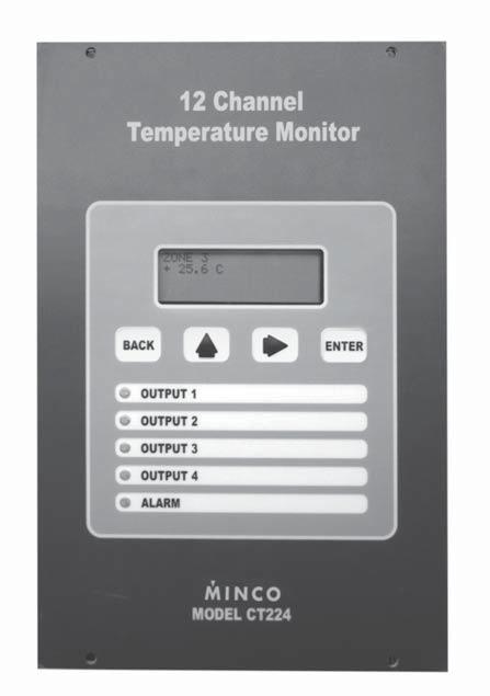 CT224 12 Channel Temperature Alarm/Monitor Overview The CT224 consists of a 12-Channel temperature monitor/ over-temperature alarm and MincoSoft CT224 Software.