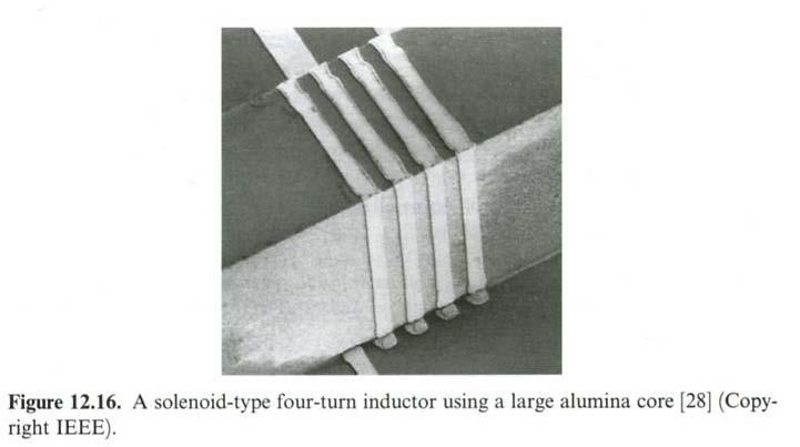Extreme type Solenoid-type inductor with large alumina core Placed manually on a Si-substrate, fig.