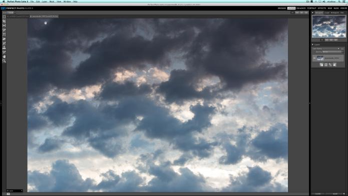 I return to Lightroom, choose a replacement sky from my library, (top image) and again choose File > Plug-in