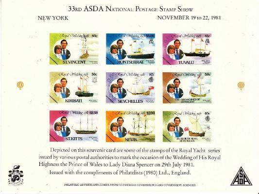 seen on offer in the UK The card below left was issued in 1981 at the ASDA New York stamp show (printed