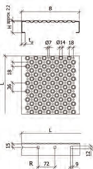 Perforated Metal Plank Type BN-OD Perforated metal planks, type BN-OD, are characterised by two