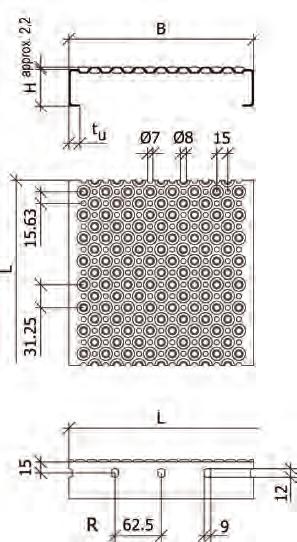 Perforated Metal Plank Type BN-OP Perforated metal planks, type BN-OP, correspond to type BN-O in terms of the punching