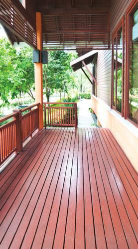 The coating protects timber surfaces from the harmful effects of UV rays and enhances the