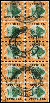 pair (London printing), showing opt misplaced 4-5mm downwards resulting in partial O of OFFICIAL appearing