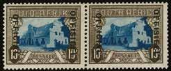 1935-49 1s brown and chalky blue, SUID- AFRIKA hyphenated, unscreened rotogravure type O2 opt with 20mm space,
