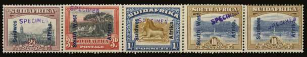 1923 (UNUSED) SG 32a 1923-26 3d deep bright blue, setting VI (9½mm space, South West Africa 16mm long), horizontal pair, fresh large part o.g. (a little off-centre).