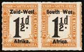 horizontal pair, the left stamp variety Africa without stop (R9/5, right pane), unmounted o.g. Scarce, maximum of 400 possible.