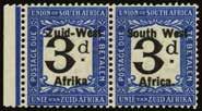 pair with interpane margin at left, the left stamp variety Afrika without stop (R6/1), fresh unmounted o.g. and very scarce thus.