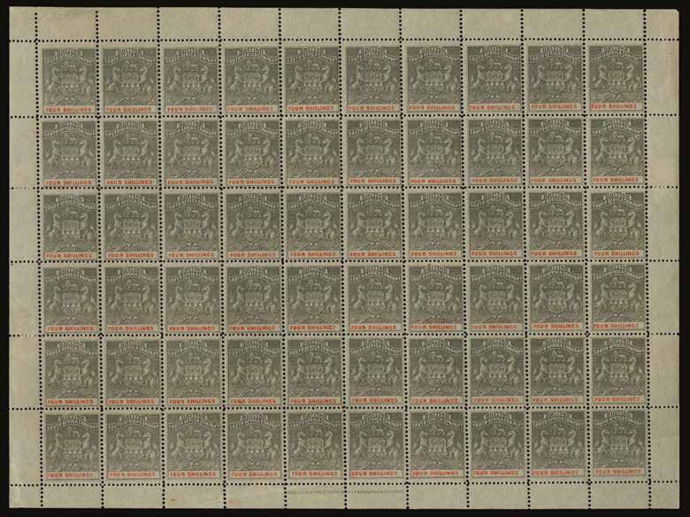 1892 (UNUSED) SG 26 1892-94 4s grey-black and vermilion, complete sheet of 60 (10x6), brilliant o.g. (stamps unmounted).