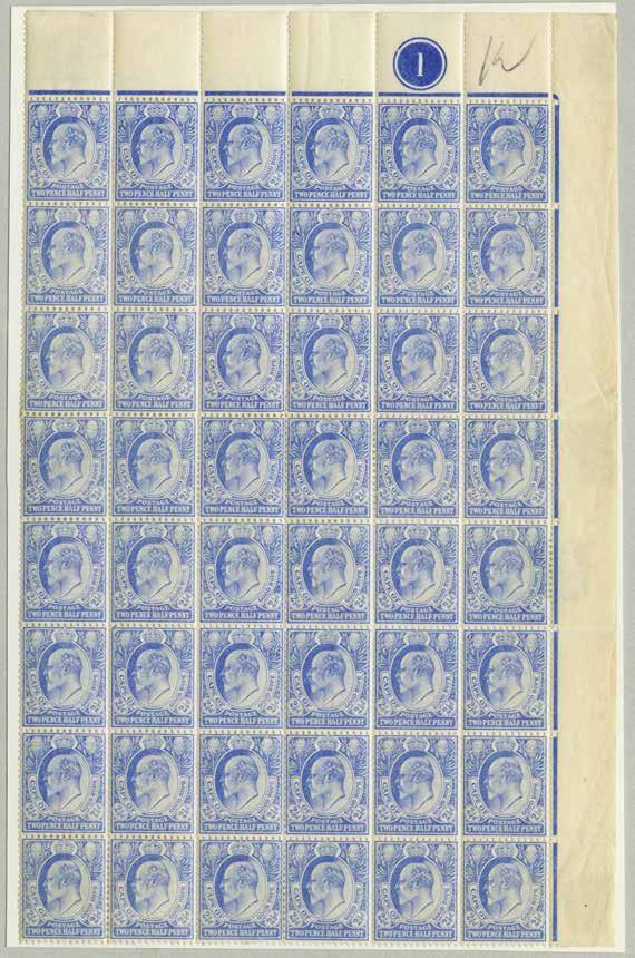 1902 (UNUSED) SG 73 1902-04 KEVII 2½d ultramarine, upper right corner block of 48 (6x8), fresh large part o.