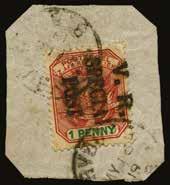 C.G.H. - Vryburg 1900 (USED) SG 12var (16 May) British Reoccupation 1d rose-red and green Transvaal with type 2 V.R./SPECIAL/POST handstamp READING DOWNWARDS, tied to piece by light complete and part strikes of VRYBURG/B.