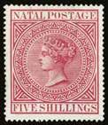 Natal 1857 (USED) SG 2 1857-61 Embossed 1d rose, a fresh and attractive example with sharp embossing and design intact (barely touched at SW corner), tied to small blue piece by blue (Durban) cds.