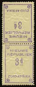 1887 (UNUSED) SG 79a 3d violet on yellow, undated issue with embossed arms, TETE-BECHE vertical pair with arms inverted on one stamp, large