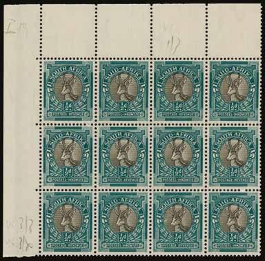 1947 (UNUSED) SG 122a 1947-54 5s black and deep yellow-green, SUID-AFRIKA hyphenated, screened printing,