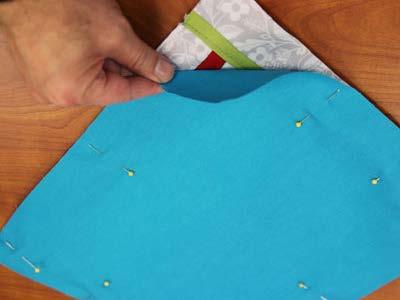 solid-colored pieces. Lay the finished front cover piece on top of the twill, right sides together.