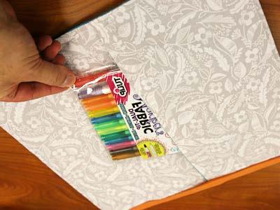 A handy pocket is a terrific place to store your fabric markers.