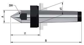 Solid centres FZS A07 Similar DIN 807, full point, with draw-off nut and SW, material: tool steel Item no.