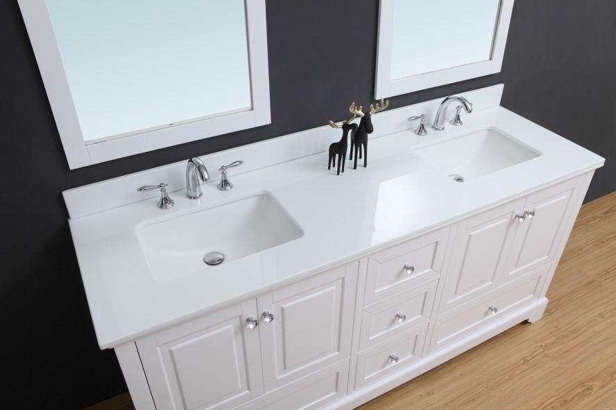 In a stunning espresso or radiant white finish, the transitional style vanities offer plenty of storage space,