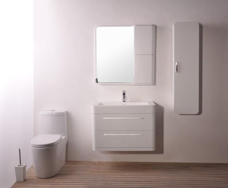 The wall mounted floating vanities give the bathroom of your modern city home larger floor space and a