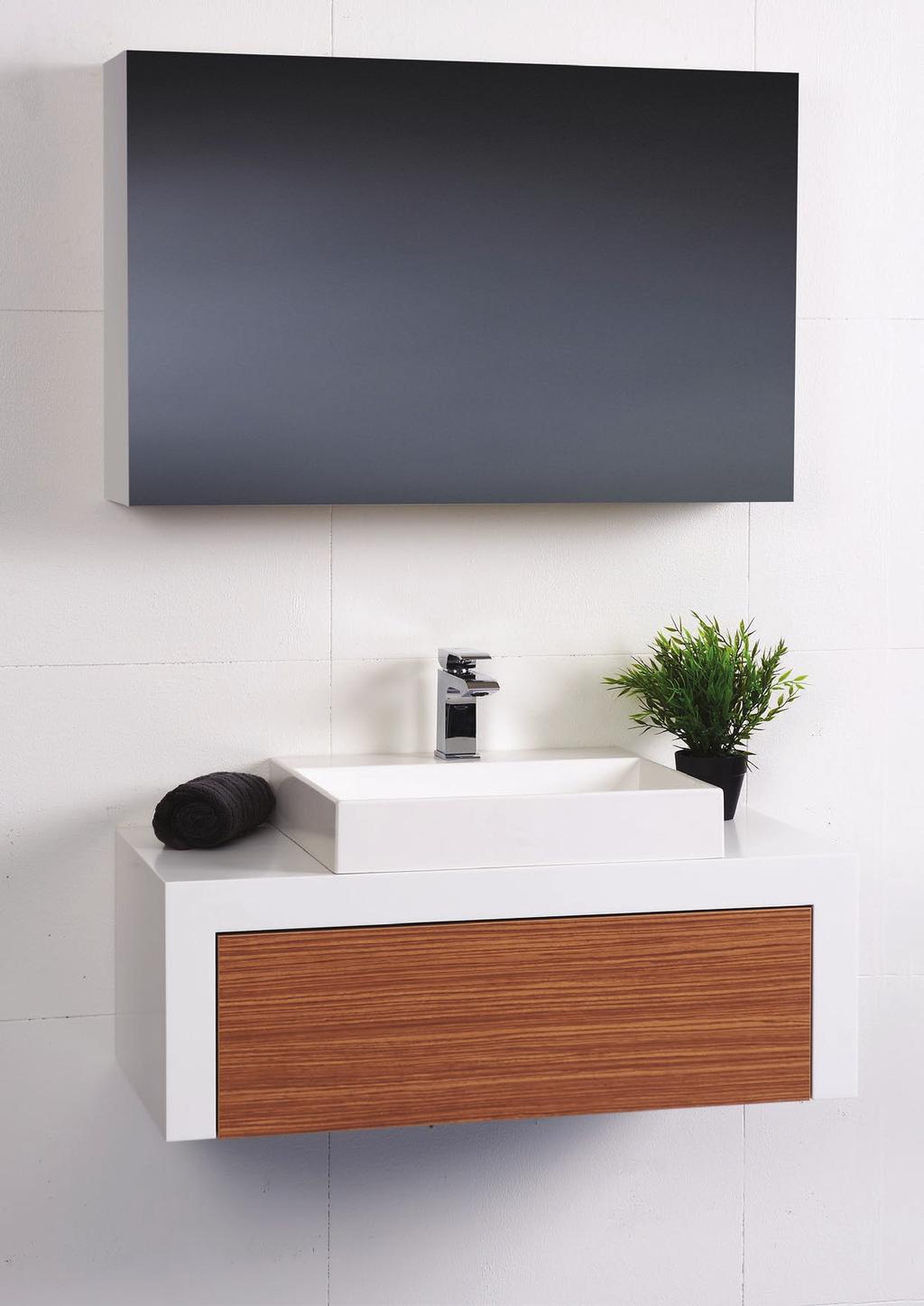 SEDUCE 900 Wall hung model with Corian bench top and cabinet surround in Glacier White