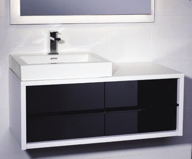 900 2 1200 2 1500 2 1800 2 See specifications on page 27 ARTE 1500 Corian bench top in Glacier White with 2 x RF Plaza Basins & drawers in Black Gloss.