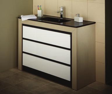 FEATURES Cabinet available in White Gloss or Wood Grain finishes as shown on page 30 Your choice of vanity tops with Integral Bowl as shown on page 43 or select from the bench top options on page 30