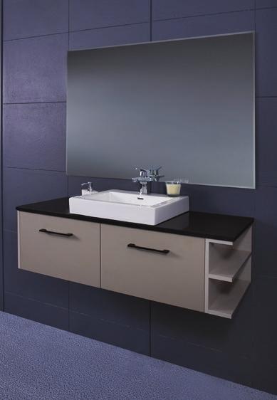FEATURES Cabinet and End Shelves available in White and Black Gloss or Wood Grain finishes as shown on page 42 Your choice of either Caesarstone or RF bench tops as shown on page 42 Metal Sided