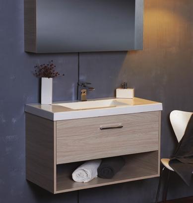 FEATURES Cabinet available in White and Black Gloss or Wood Grain finishes as shown on page 42 Your choice of vanity tops with Integral Bowl as shown on page 43 or select from the bench top options