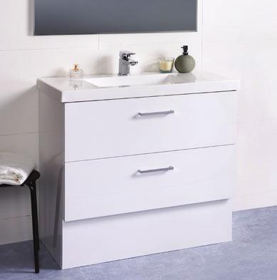FEATURES Your choice of vanity tops with Integral Bowl as shown on page 43 or select from the bench top options on page 42 with the basin of your choice Cabinet available in White and Black Gloss or