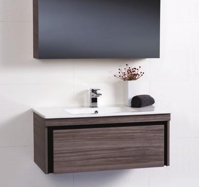 FEATURES Cabinet available in White and Black Gloss or Wood Grain finishes as shown on page 30 Your choice of vanity tops with Integral Bowl as shown on page 43 or select from the bench top options