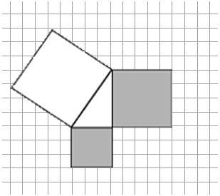 (b) Build a square on each line and calculate the area of the squares. The square for line c has been outlined for you.