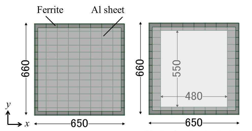 Flux density [μt] (a) Plate + frame (b) Reduction in the ferrite Figure. Reduction in the ferrite amount. 5 relatively low.