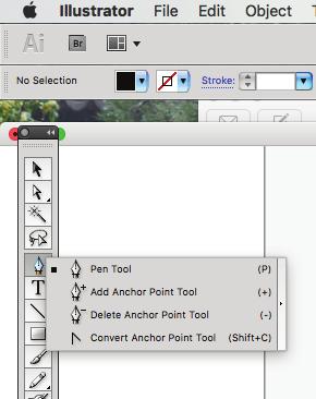 LESSON 1: The Basic Tools: PEN cont d If you click and hold on the Pen tool icon in the toolbox, a sub pallet will pop up. Take a few minutes to check these out.