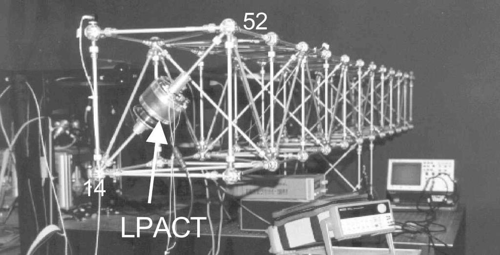 ACTIVE VIBRATION CONTROL OF A SPACE TRUSS USING A PZT STACK ACTUATOR 357 Fig. 2 Active vibration control experimental set-up proof mass actuator called LPACT is used. As shown in Fig.