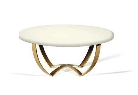 1 CFT06 MONACO COFFEE TABLE HEIGHT 430mm 17 DIAMETER 1000mm 39 1 /4 1 Burnt Silver/2 French Brass with Cream Lacquer top Forged steel with decorative finish and lacquered wood top NET WEIGHT 42kg 92