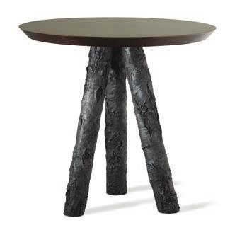 CST37 SUNNY FOREST TRIPOD SIDE TABLE HEIGHT 560mm 22 WIDTH 600mm 23 1 /2 DEPTH 600mm 23 1 /2 Blackened Wood with Faux Bronze top DESIGNER S NOTE It is characteristic of this finish to develop a