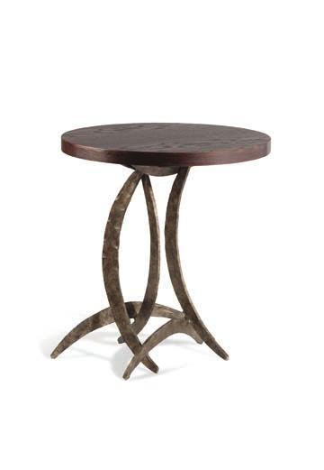 2 CST26S SMALL MIRO SIDE TABLE HEIGHT 460mm 18 DIAMETER 450mm 17 3 /4 1 Burnt Silver/2 French Brass with Dark Fumed Oak top Forged steel with decorative finish and oak veneer top