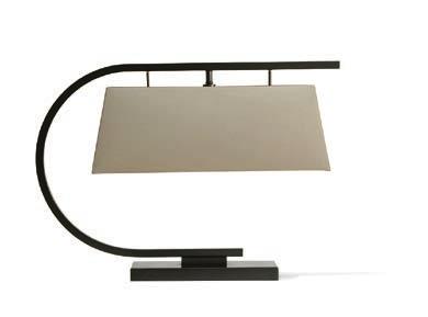 SLB59 HARRY DESK HEIGHT 430mm 17 WIDTH 600mm 23 1 /2 DEPTH WITH SHADE 127mm 5 BASE DIMENSIONS 285mm (11 1 /4 ) x 110mm (4 1 /4 ) x 25mm (1 ) Bronze Steel with patinated finish NET WEIGHT 2.