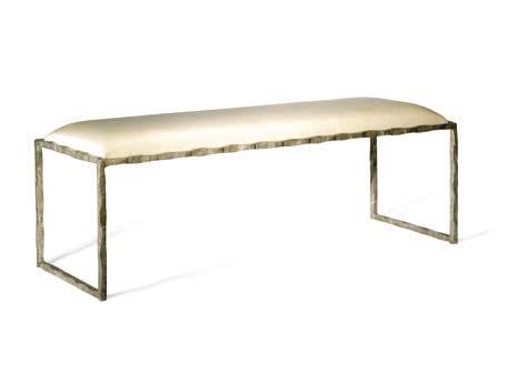 1 3 CSB03 GIACOMETTI BED END BENCH HEIGHT 420mm 16 1 /2 WIDTH 1300mm 51 1 /4 DEPTH 450mm 17 3 /4 1 Bronzed/2 Burnt Silver/3 Versailles Gold with silk covered seat pad Forged steel with decorative