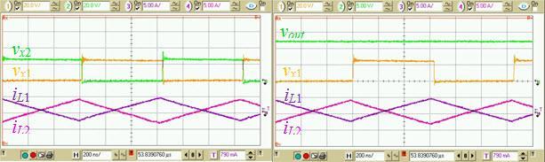 3 7SFC: 3-Level Buck Mode Waveforms Waveforms for he 7SFC converer operaing in he 3-level buck mode are shown in Figure 4-7 for inpu volage, V in =36V, oupu volage, V ou =12V and load curren, I load