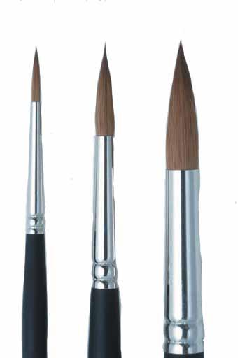 Art Spectrum Series 72 Kolinsky Sable Top quality artists watercolour brush. Finest selected Kolinsky sable. Matt black short handle, with nickel plated brass ferrules.