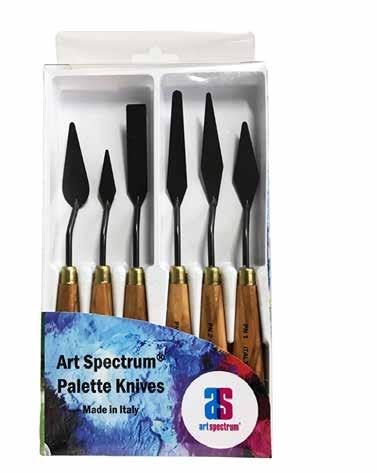 Blue Velvet Display for Painting and Palette Knives Holds a selection of 12 kinds from the Art Spectrum Painting and Palette knife range.