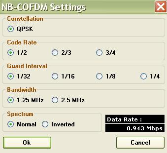 Follow the instructions in the section, COFDM Modulation Settings Reference Information found later in this chapter to select which parameters to use in the COFDM Settings