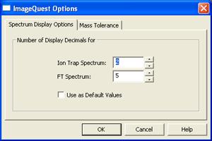 A ImageQuest Reference Dialog Boxes ImageQuest Options Spectrum Display Options Select View > Options to open the Options dialog box.