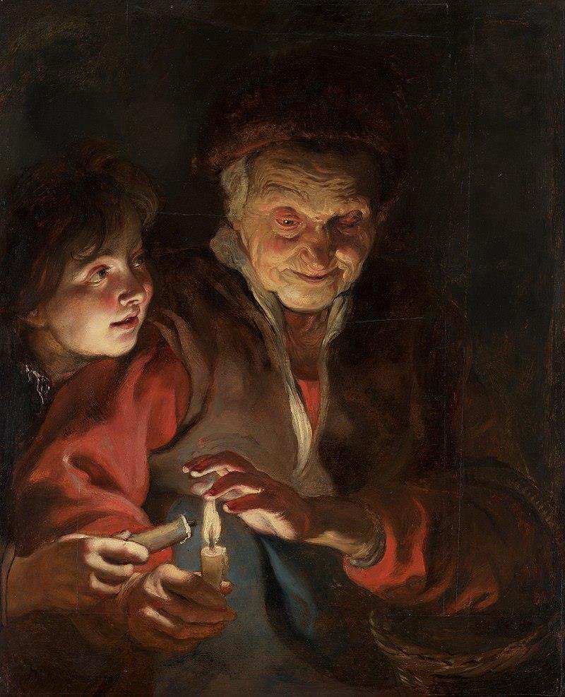 Diego Velasquez, Old Woman Frying Eggs, 1618 Peter Paul Rubens, Old Woman and Boy with Candles,
