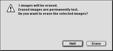 Working with Selected Images Erasing Images Use the procedure below to erase unwanted images from a CF card or your computer. 1 Click the [Erase image] button.