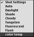 Processing RAW Images Setting the Color Temperature You can set the white balance color temperature to a value between 2800K and 10000K (in 100K increments).